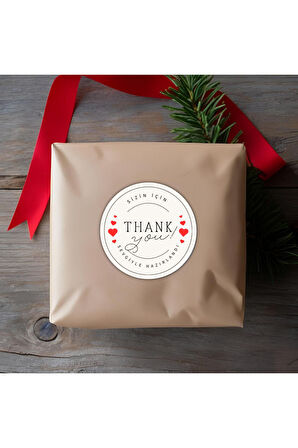 Thank You Sticker Teşekkürler Etiketi Kargo Ambalaj Paketleme 3,5 cm 105 Adet Kuşe Yapışkanlı Parlak