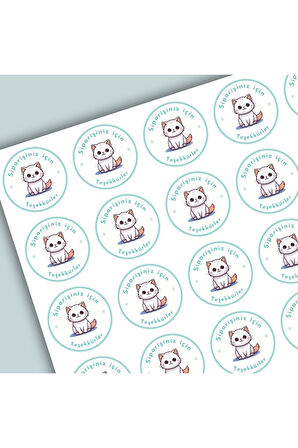 Thank You Sticker Teşekkürler Etiketi Kargo Ambalaj Paketleme 3,5 cm 105 Adet Kuşe Yapışkanlı Parlak