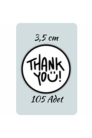 Thank You Sticker Teşekkürler Etiketi Kargo Ambalaj Paketleme 3,5 cm 105 Adet Kuşe Yapışkanlı Parlak