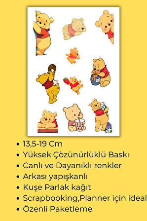 2'Li Winnie The Pooh Sticker Set Telefon Laptop Notebook Tablet Defter Matara Stiker Etiket