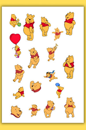 2'Li Winnie The Pooh Sticker Set Telefon Laptop Notebook Tablet Defter Matara Stiker Etiket