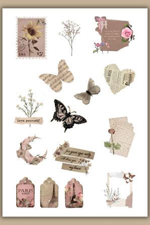 Vintage Sticker Planner Ajanda Bullet Journal Için Uygun