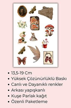 Vintage Sticker Planner Ajanda Bullet Journal Için Uygun Set Yılbaşı Merry Christmas