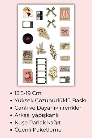 Vintage Sticker Planner Ajanda Bullet Journal Için Uygun