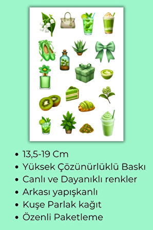 Yeşil Temalı Sticker Planner Ajanda Bullet Journal Için Uygun Set