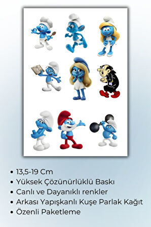 Şirinler Sticker Telefon Laptop Notebook Tablet,Matara, Etiket ,Bullet Journal / Defter/ Ajanda