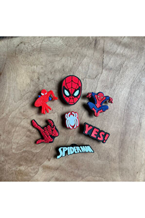 Jibbitz Terlik Süsü 7' Li Set Örümcek Adam ,Spiderman Temalı