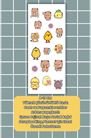 3’lü Mood Sticker Seti  Sevimli Karakter Çıkartma Sayfaları Ajanda, Bullet Journal,Laptop