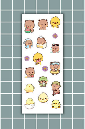 3’lü Mood Sticker Seti  Sevimli Karakter Çıkartma Sayfaları Ajanda, Bullet Journal,Laptop