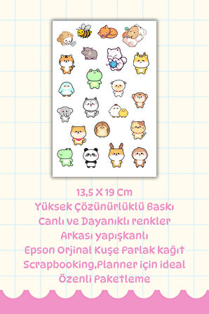 Mood Sticker /Sevimli Karakter Çıkartma Sayfaları Ajanda, Bullet Journal,Laptop/Matara