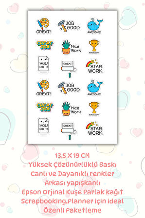 Öğretmen Sticker Seti Öğrenci Ödül/Ödev Stickerı/Motivasyon