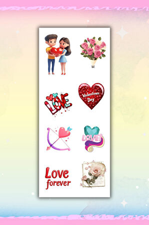 Sevgili,aşk ,sevgililer Günü 3'Lü Sticker Seti Planner Ajanda Bullet Journal Için Uygun Set