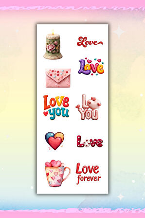 Sevgili,aşk ,sevgililer Günü 3'Lü Sticker Seti Planner Ajanda Bullet Journal Için Uygun Set