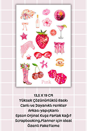 Pink Vsco Laptop Tablet Telefon Ajanda Bullet Journal Motor Sticker - Etiket