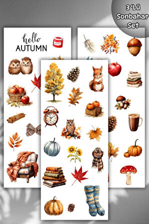 3 'Lü Sonbahar Temalı Sticker Seti Ajanda, Defter, Planlayıcı,Bullet Journal/Scrapbook Için Sticker