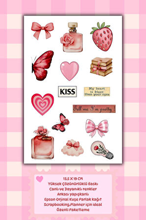 Pempe Temalı Sticker Set Ajanda Bullet Journal Için Uygun Set