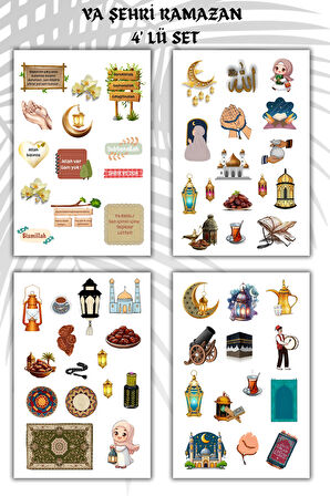 Ramazan Sticker Set 4 sayfa Ramadan Sticker's Set Planner Ajanda Bullet Journal Için