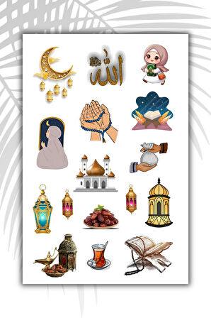 Ramazan Sticker Set 4 sayfa Ramadan Sticker's Set Planner Ajanda Bullet Journal Için