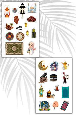 Ramazan Sticker Set 4 sayfa Ramadan Sticker's Set Planner Ajanda Bullet Journal Için