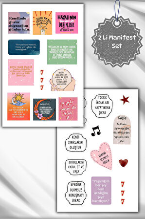 2 Li Manifest/Motivasyon/Olumlama Sticker Seti/Laptop/Defter/Ajanda/Telefon