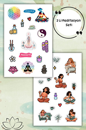 2'Li Meditasyon Sticker Set Etiket Bullet Journal/Defter/Matara/Telefon için Uygun