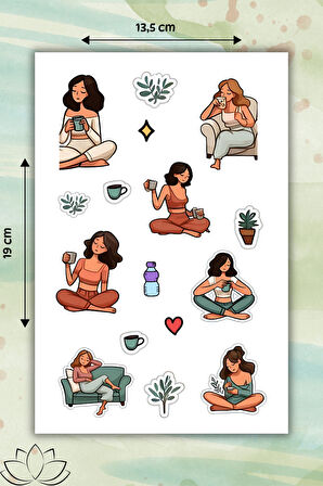 2'Li Meditasyon Sticker Set Etiket Bullet Journal/Defter/Matara/Telefon için Uygun