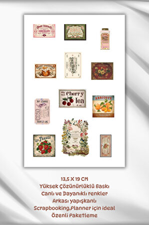 5'li Vintage Sticker Planner Ajanda Bullet Journal Için Uygun Set