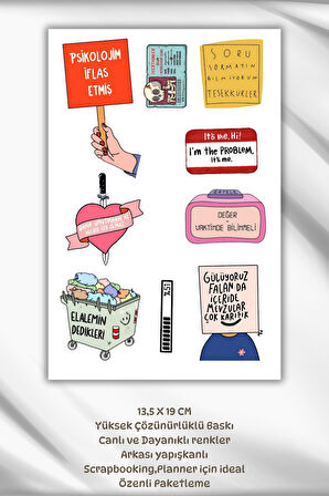 2'Li Motto /Motivasyon/Komik Temalı Ajanda Laptop Tablet Telefon Sticker Seti