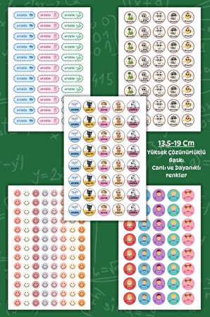 5 Sayfa Öğretmen Sticker Seti Öğrenci/ Ödül/ Ödev Stickerı/Yaklaşık A5 Boyutu