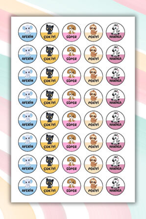 40 Adet Öğretmenler İçin Ödül/Ödev/Motivasyon/Etiket Okul Sticker