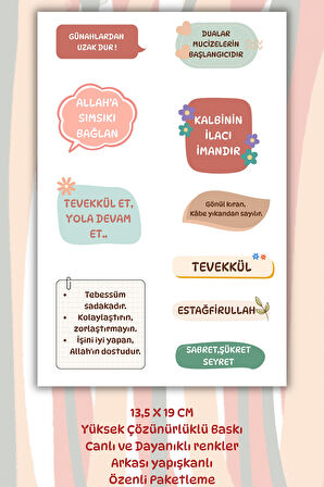 Dini Motivasyon Sözleri Sticker - Ramazan İslami Ajanda Telefon Laptop Bullet Journal için Etiket