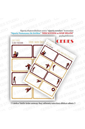 Iron Man Avengers Okul Etiketi 16 Adet 40x65mm Etiket