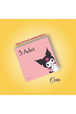 Kuromi Sanrio Not Defterleri | Notepad | Bloknot | Memo | 9X9 50 Sayfa BLOKNOT