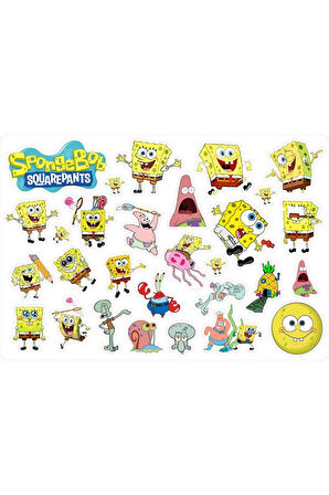 Sponge Bob Sünger Bob Sticker Etiket 2 Sayfa 36 Adet Etiket