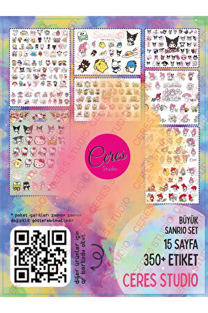 Sanrio Sticker Set Hello Kitty Kuromi 15 Syf 350 Ad. Planlayıcı Bullet Journal Telefon Vb. Etiket