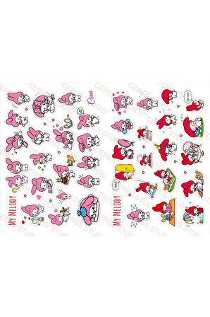 Sanrio Sticker Set Hello Kitty Kuromi 15 Syf 350 Ad. Planlayıcı Bullet Journal Telefon Vb. Etiket