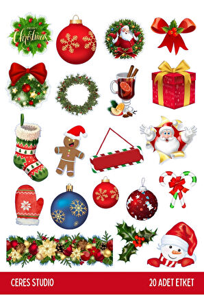 Yılbaşı Sticker Seti Merry Christmas Noel Winter 2 Sayfa 38 Adet Etiket