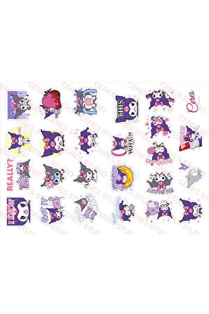 En Dev Sanrio Sticker Set Hello Kitty Kuromi 25 Syf 650+ Etiket + 1 Bloknot (bullet Journal)