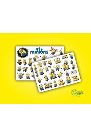 Minions Minyonlar Sticker Etiket 2 Sayfa 46 Adet Etiket