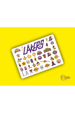 Lakers - Kobe Byrant Temalı Nba Sticker Etiket 2 Sayfa 68 Adet Etiket