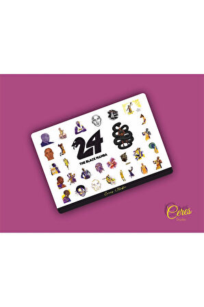 Lakers - Kobe Byrant Temalı Nba Sticker Etiket 2 Sayfa 68 Adet Etiket