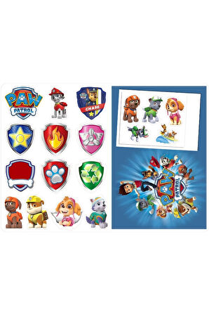 Paw Patrol Sticker Etiket 3 Sayfa (A5) 50 Adet Etiket
