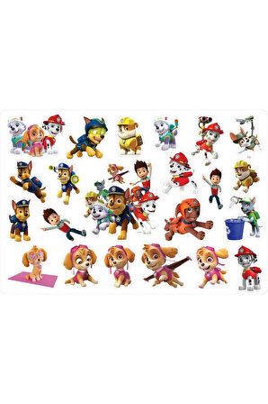 Paw Patrol Sticker Etiket 3 Sayfa (A5) 50 Adet Etiket