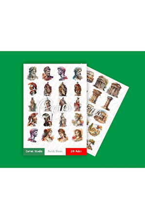 İtalya Antik Roma Tema Sticker Set Ancient Rome 2 Sayfa 39 Adet Etiket Planlayıcı Bullet Journal