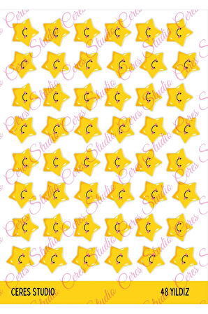 Öğretmenler Için Yıldız Etiket Star Sticker 48 Adet (1.9CM) YILDIZ KESİMLİ