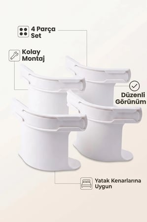 İsmiyle Al 4'lü Çarşaf Gerginleştirici ve Nevresim Sabitleme Klipsi Beyaz