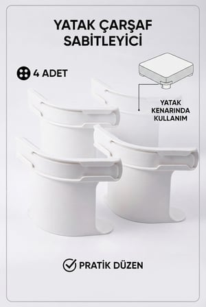 İsmiyle Al Yatak Kenarı Sabitleme Aparatı Beyaz 4 Lü Set