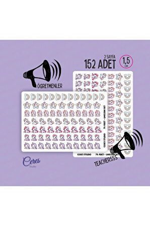 Sevimli Unicorn Sticker Etiket Seti - Laptop Telefon Defter Journal Etiketi