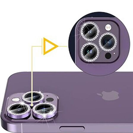 SKV MOBILE Iphone 12 Pro Max Taşlı Mavi  Kamera Koruyucu Lens Koruyucu