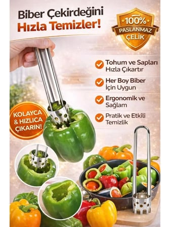 Dolma Biber ve Kabak Oyacağı Paslanmaz Metal